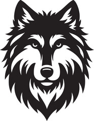 Wolf face line art Vector Illustration Black silhouette