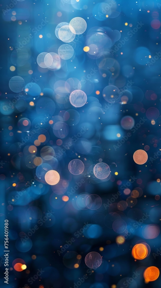Wall mural a blue background with many small circles of different sizes. the circles are scattered throughout t