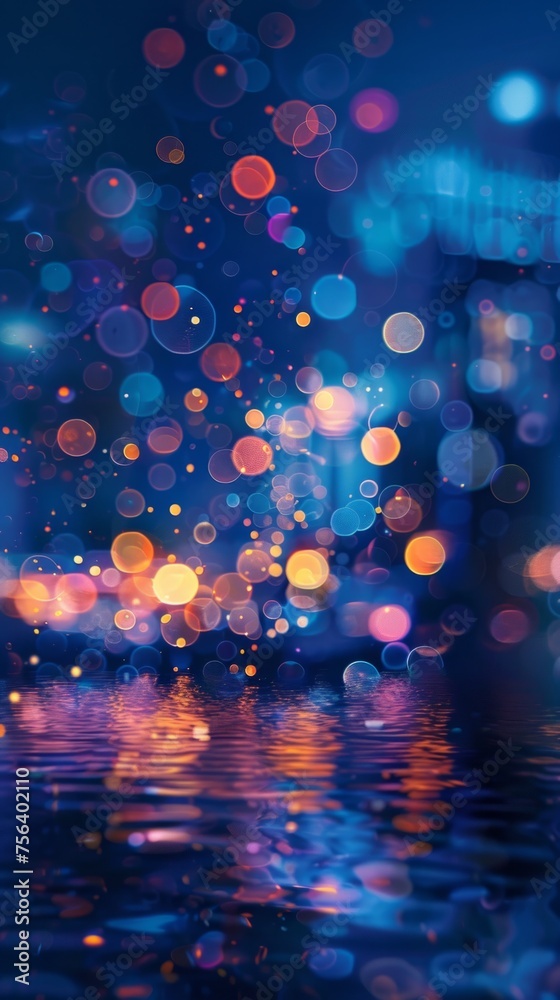 Wall mural a blue background with many small circles of different sizes. the circles are scattered throughout t