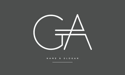 alphabet Letters GA, AG,  Initials Logo Monogram