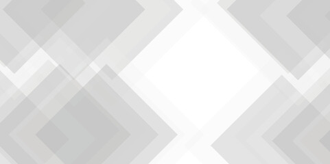 Abstract minimal geometric white and gray light background design. white transparent material in triangle diamond and squares shapes in random geometric pattern.