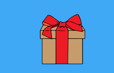 a gift with a red ribbon on a blue background