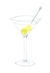マティーニ　飲み物（お酒）の手描き水彩イラスト素材