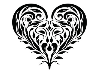 Art Nouveau Heart Graphic Accents, vector illustration, vintage elements