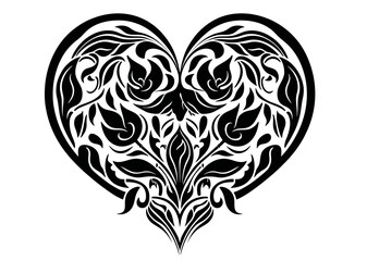 Art Nouveau Heart Graphic Accents, vector illustration, vintage elements