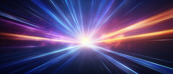 Light-speed hyperspace space warp background, colorful abstract. - obrazy, fototapety, plakaty
