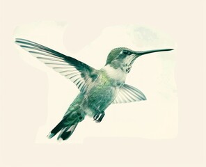 Obraz premium Ethereal Hummingbird in Flight - Watercolor Wingspan Generative AI
