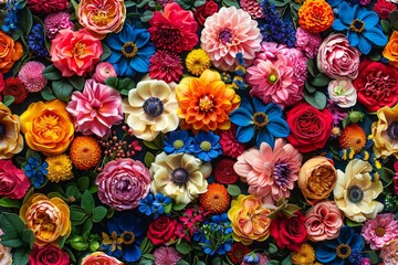 beautiful floral background from various flowers, floral arrangement - obrazy, fototapety, plakaty