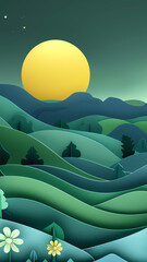 landscape with hills. cardboard made. 