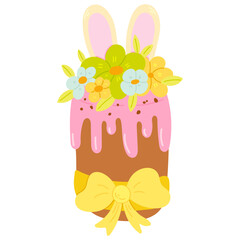 Easter cake with chocolate decoration illustration. Vector illustration