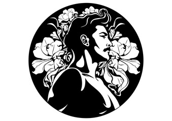 Art Nouveau man Graphic Accents, vector illustration, vintage elements