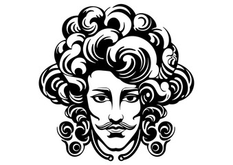 Art Nouveau man Graphic Accents, vector illustration, vintage elements