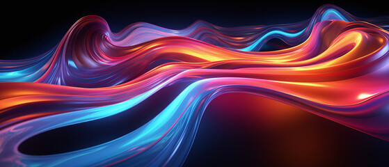 Liquid neon flows and textures, dynamic and complex design, abstract background.