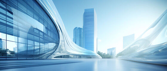 Fototapeta na wymiar Low-angle view of a futuristic architecture skyscraper.