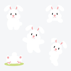 Easter white rabbits cartoon - 756406136