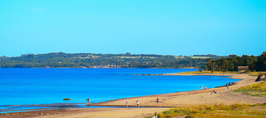 Haväng, Österlen, Sweden - June 25, 2023: A sandy beach in Stenshuvud National Park. 