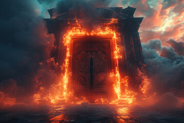 The gates of hell. Religious concept of the entrance to hell for sinners in Christianity.