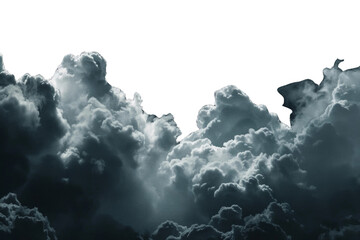 Transparent background with a silhouetted cumulus cloud. Weather element in minimalist style.