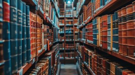 Neatly aligned diverse books in a library, symbolizing a world of knowledge and adventure.