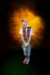 A funny clown with smiling joyful expression