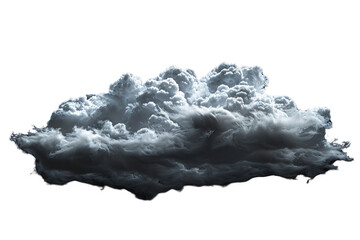 Detailed illustration of a dark nimbus cloud isolated on a transparent background. Intense and dramatic atmospheric design.
