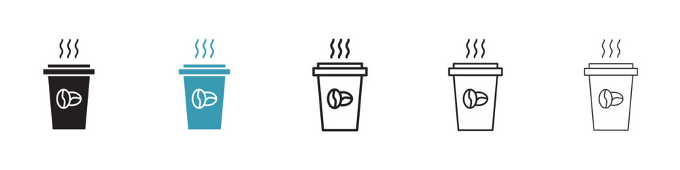 Hot Coffee Cup Vector Icon Set. Morning Brew vector symbol for UI design.