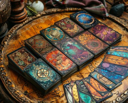 Gypsys Tarot cards spread with Zodiac signs Tarot spread a fateful encounter