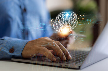 Concept of Artificial intelligence, AI robot, brain, idea, business futuristic technology...