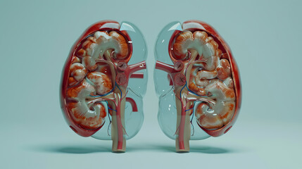Human Urinary System Kidneys with Bladder Anatomy 3D Model