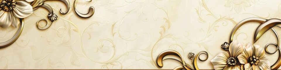 Delicate gold accents on a solid background with scroll paper, providing space for your personalized message.