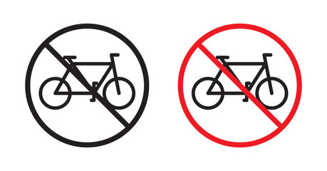 No Bicycle Sign Vector Icon Set. Cycling Restriction Emblem vector symbol for UI design.