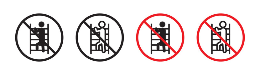 No Climbing Allowed Sign Vector Icon Set. Adventure Limit Emblem vector symbol for UI design.