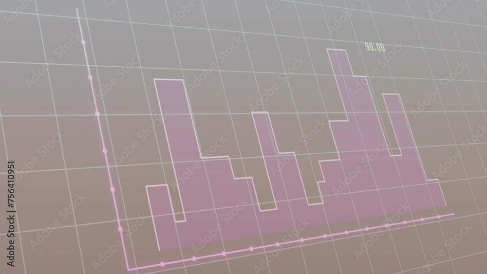 Poster animation of diagrams and data processing on gray background
