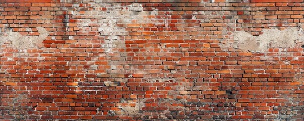 Old red brick wall with rugged charm, adding depth and texture.