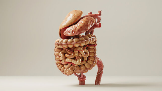 Human Digestive System Anatomy 3D Model Transparent