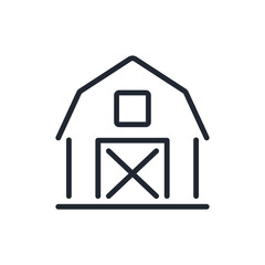 Farmer's barn editable stroke outline icon isolated on white background flat vector illustration. Pixel perfect. 64 x 64.