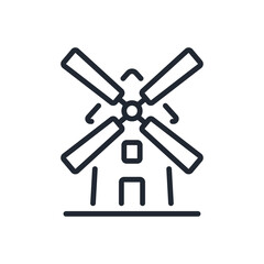 Windmill editable stroke outline icon isolated on white background flat vector illustration. Pixel perfect. 64 x 64.