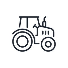 Tractor editable stroke outline icon isolated on white background flat vector illustration. Pixel perfect. 64 x 64.