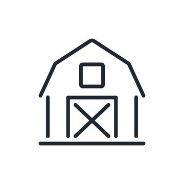 recommend clip art: Farmer's barn editable stroke outline icon isolated on white background flat vector illustration. Pixel perfect. 64 x 64.