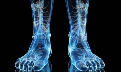 a detailed X-ray of the human foot, the intricate skeletal system - obrazy, fototapety, plakaty