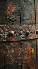 Rustic barrel texture offering a detailed background of storage and antiquity.