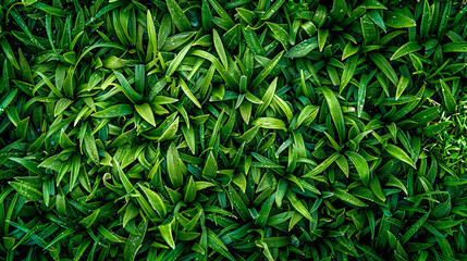 Fresh dew on vibrant green leaves