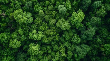 Aerial View of a Dense Green Forest Canopy in Daylight