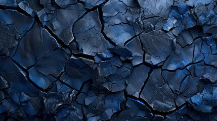 Close Up of Cracked Surface With Blue Paint - obrazy, fototapety, plakaty