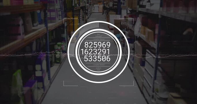 Animation of data processing and scope scanning over warehouse