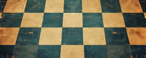 Vintage Chess Board Close-Up Showcasing Textured Squares and Antique Appeal