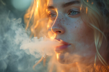 A woman Smoking a Cigarette 