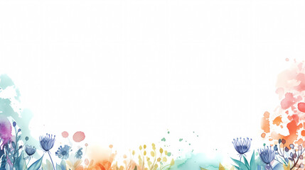 Abstract watercolor background with watercolor splashes around the edges and space for text