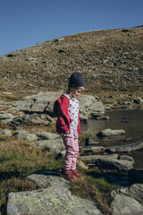 Austrian mountains, Children's hiking in the mountains. hiking in the mountains