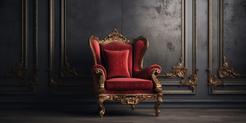 Luxury red armchair in classic interior